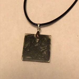 Clear with black and silver cloud necklace